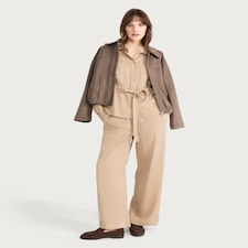 F&F Pure Lyocell Wide Leg Drawstring Co-ord Trousers in Neutral