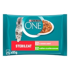 Purina ONE Sterilised Pouches for Cats Turkey, Salmon in Juice 4 x 85g