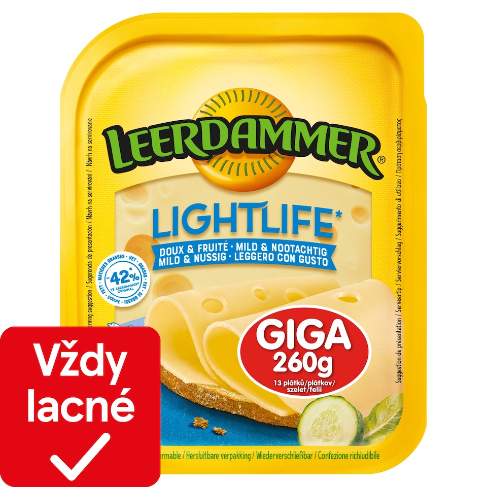 Leerdammer Lightlife Giga 13 plátkov 260 g
