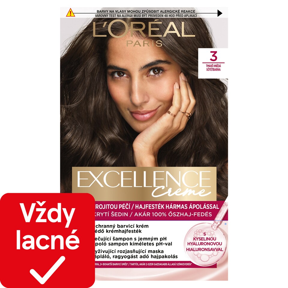 L'Oréal Paris Excellence Creme farba na vlasy 3 tmavá hnedá