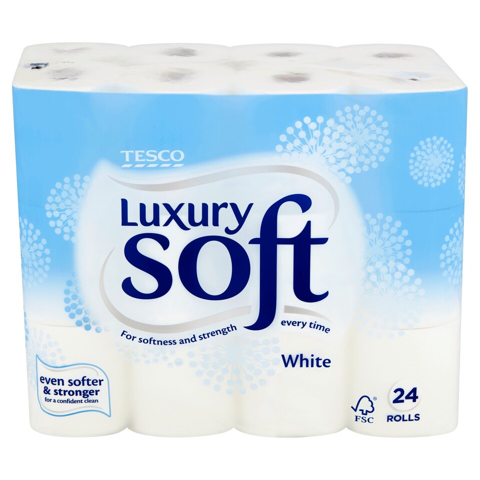 Tesco Luxury Soft 24 Roll White Tesco Groceries