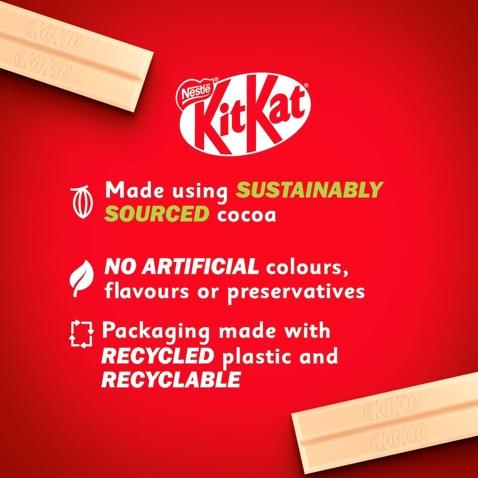 image 1 of KitKat 2 Finger White Biscuit Bars 8 Pack Multipack 165.6g