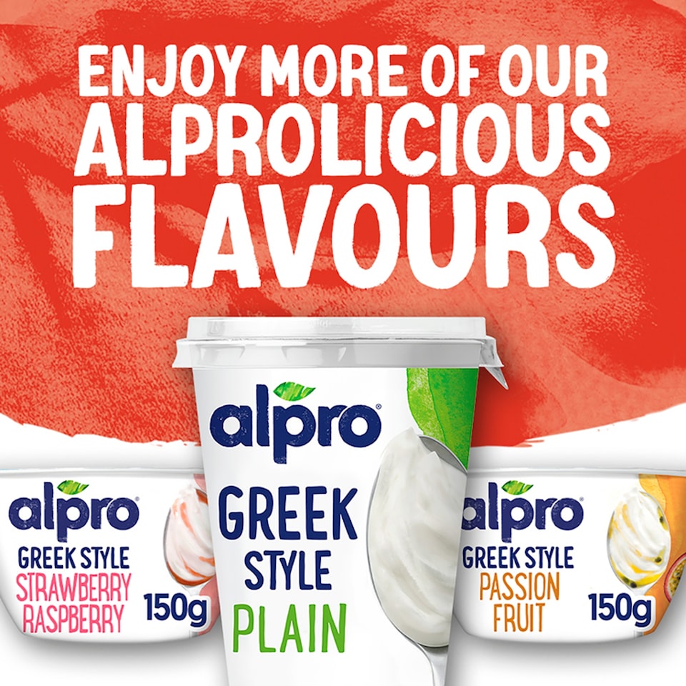 image 1 of Alpro Greek Style Strawberry Raspberry Yoghurt Alternative 150g