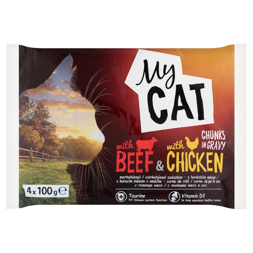 My Cat alutasak teljes értékű eledel macskáknak marhahússal és csirkehússal szószban 4 x 100 g