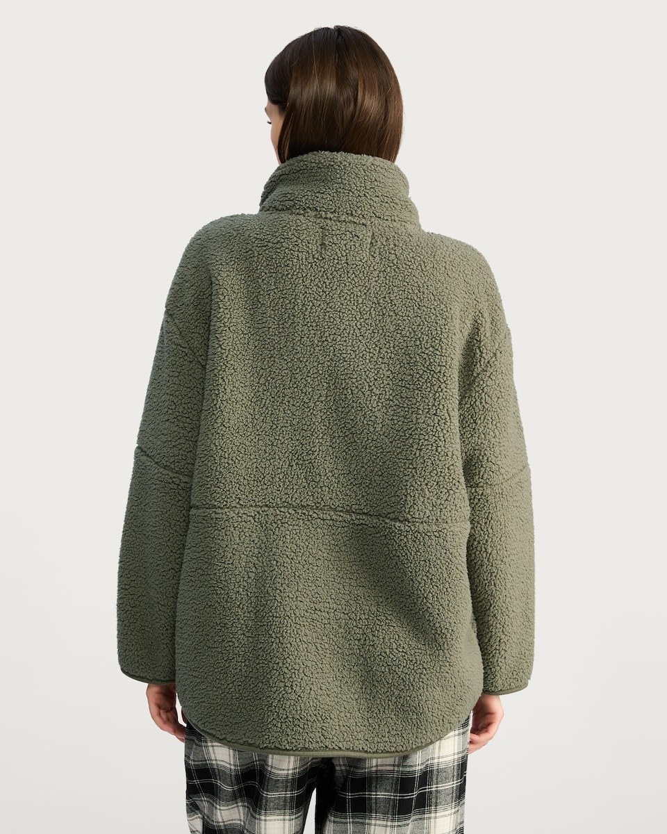 image 1 of F&F Fleece Zip Up Pyjama Top in Khaki