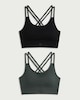 image 1 of F&F Active 2-Pack Seamfree Light Support Sports Bras in Multi