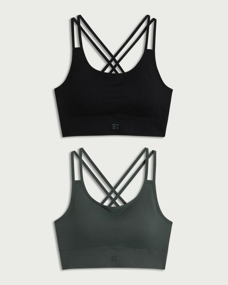 image 1 of F&F Active 2-Pack Seamfree Light Support Sports Bras in Multi