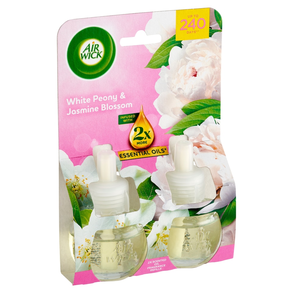 Air Wick Fehér Bazsarózsa és Jázminvirág elektromos utántöltő légfrissítő készülékhez 2 x 19 ml