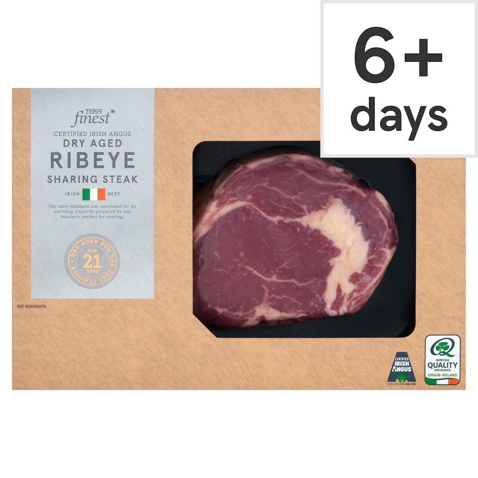 Tesco Finest Certified Irish Angus 16oz Dry Aged Rib Eye Sharing Steak 454g