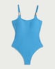 image 5 of F&F Crinkle Textured Braided Strap Swimsuit in Blue