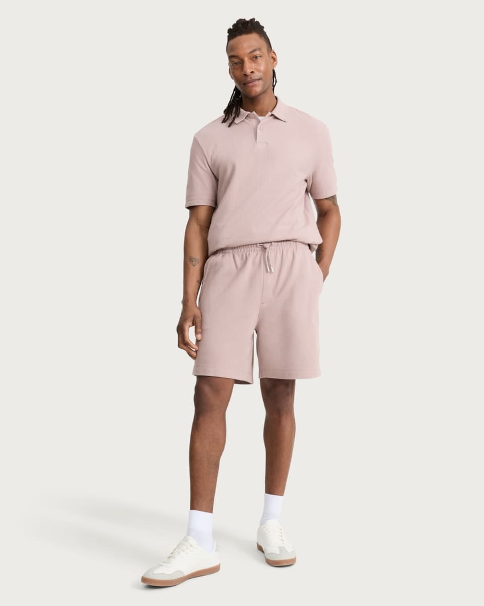 image 1 of F&F Cotton Rich Textured Drawstring Shorts in Pink