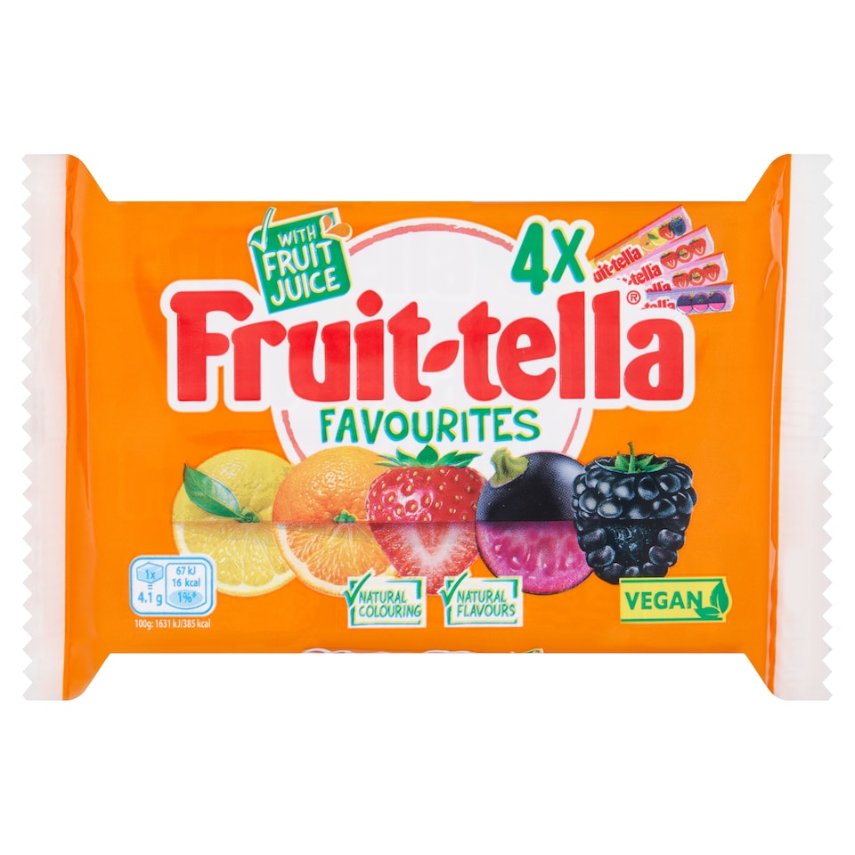 Fruittella Favourites Vegan Chewy Sweets 4x41g