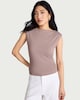 image 1 of F&F Polyamide Slash Neck Sleeveless Top in Brown