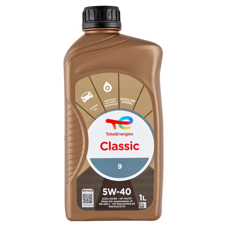 TotalEnergies Classic 9 Synthetic Oil for Gasoline and Diesel Engines 5W-40 1L