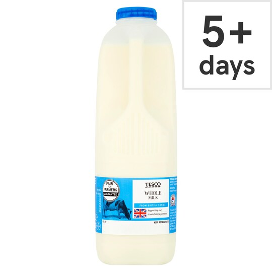 Tesco Whole Milk 2 Pints/1.13L Tesco Groceries