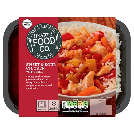 Hearty Fd/Co Sweet & Sour Chicken With Rice 400G Tesco Groceries