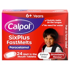 Calpol SixPlus Fastmelts Paracetamol Fever & Pain Relief - Strawberry 24s