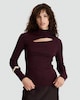image 3 of F&F Knitted Cut Out Detail Jumper in Burgundy