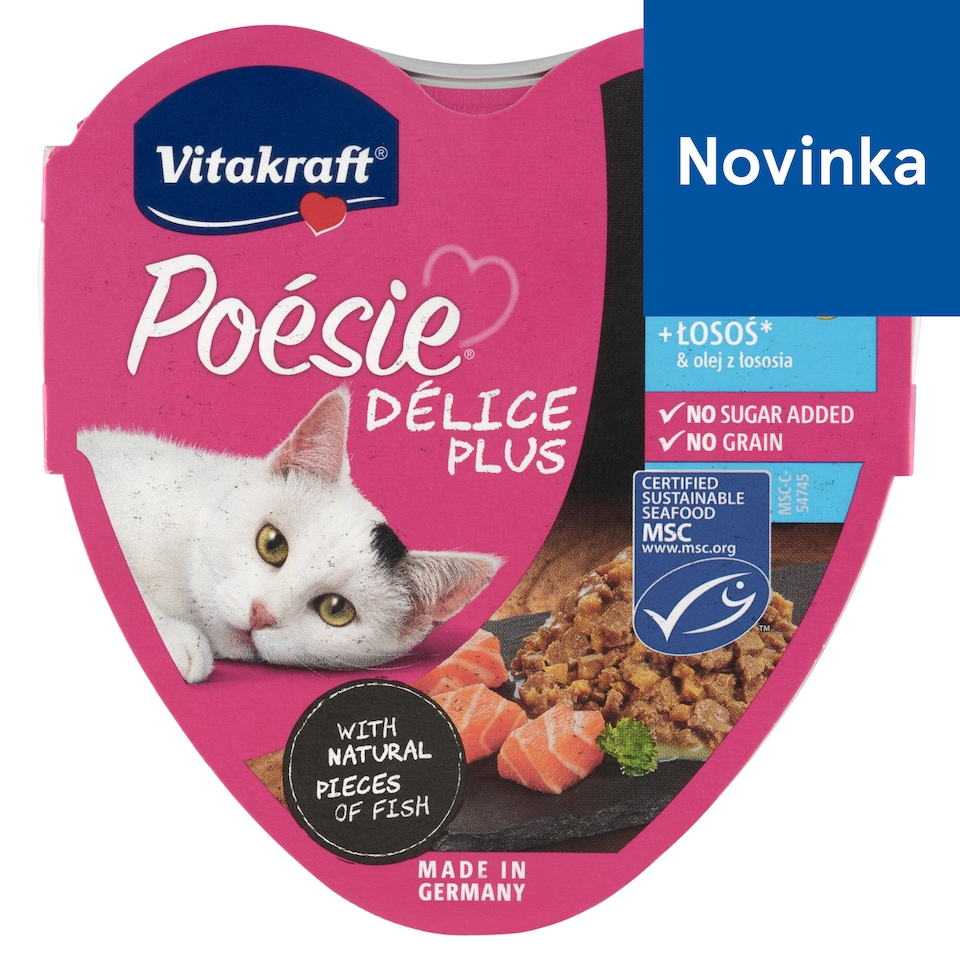 obrázok 1 z Vitakraft Poésie Délice Plus losos & lososový olej kompletné krmivo pre dospelé mačky 85 g