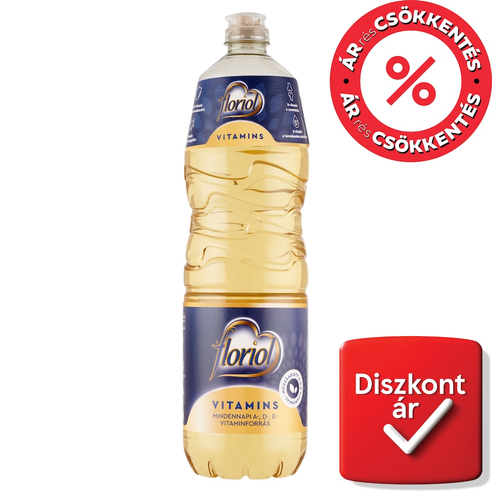 Floriol Vitamins finomított napraforgó-étolaj hozzáadott A-, D-, E-vitaminnal 1 l  1. kép