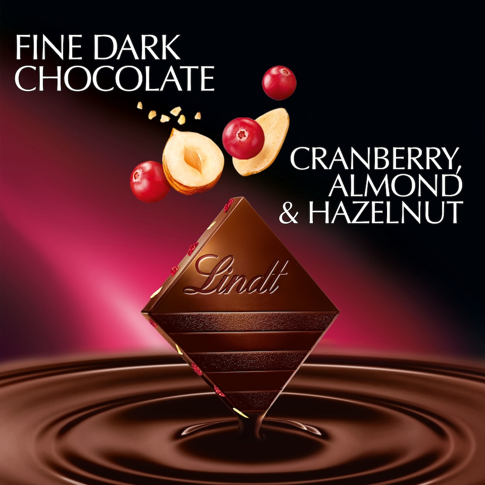 image 1 of Lindt Cranberry Almond & Hazelnut Dark Chocolate Bar 100G