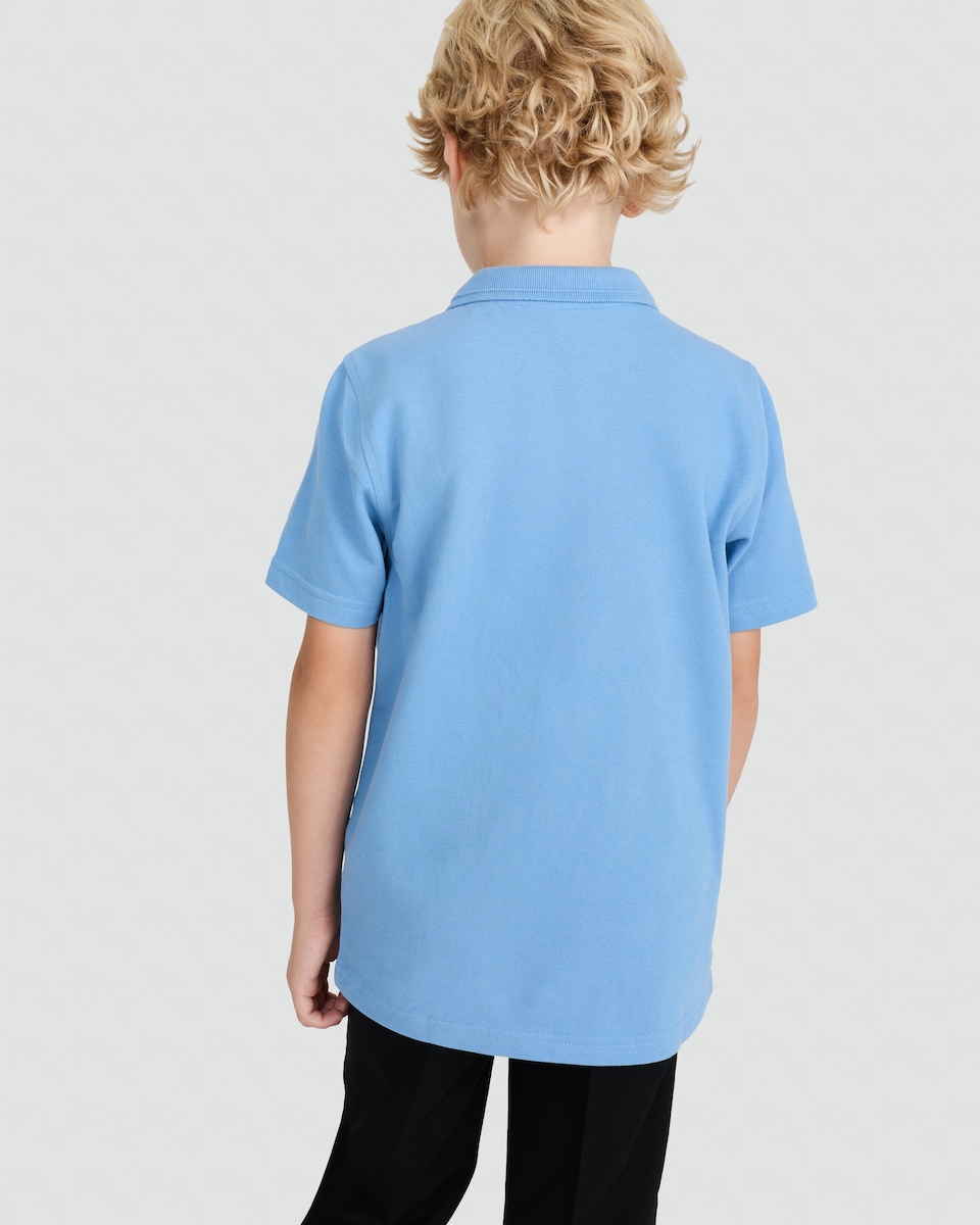 image 1 of F&F School Unisex 3-Pack Pure Cotton Regular Fit Polo Shirts in Blue