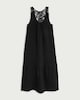 image 4 of F&F Pure Cotton Lace Back Sleeveless Midi Beach Dress in Black