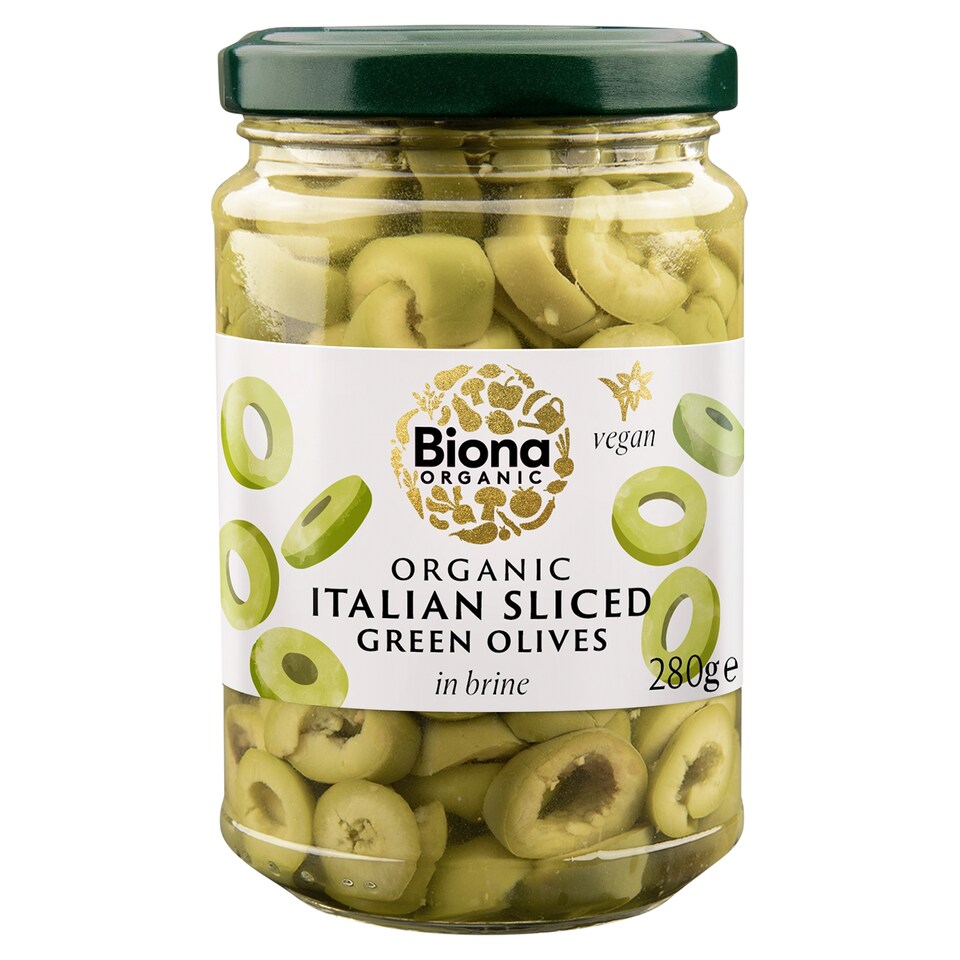 Biona Organic Italian Sliced Green Olives in Brine 280g