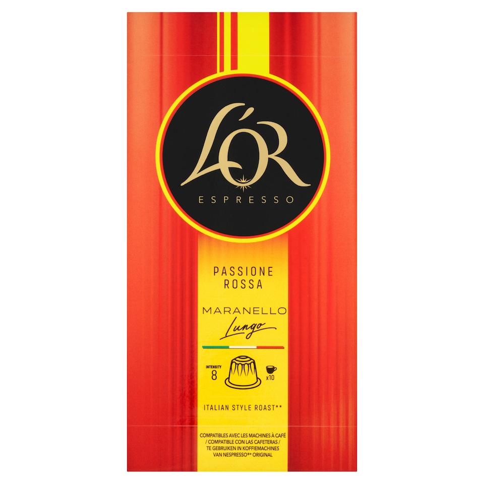 Obrázek 1 pro produkt L'OR Espresso Passione Rossa Maranello Lungo pražená mletá káva v kapslích 10 ks 52g