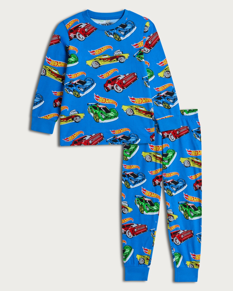 image 1 of Hot Wheels Pure Cotton Pyjama Set in Blue Multi