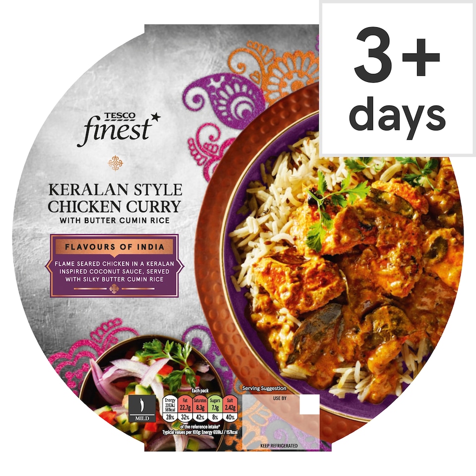 Tesco Finest Keralan Style Chicken Curry with Butter Cumin Rice 380g