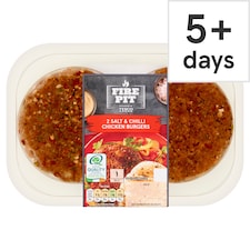 Tesco Fire Pit 2 Salt And Chilli Chicken Burgers 360G