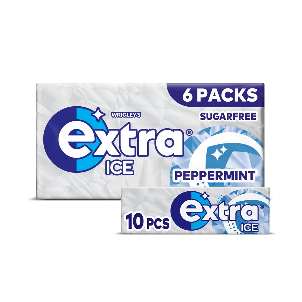 Extra Ice Peppermint Sugarfree Chewing Gum Multipack 6x10 Pieces