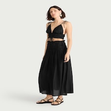 F&F Ruched Tie Strap Beach Bralette in Black
