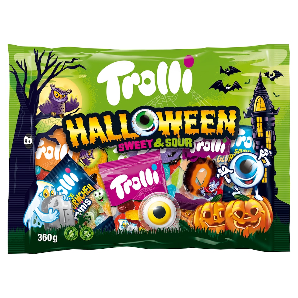 Trolli Halloween Sweet & Sour gumicukorka, hab gumicukorka, habcukorka 360 g