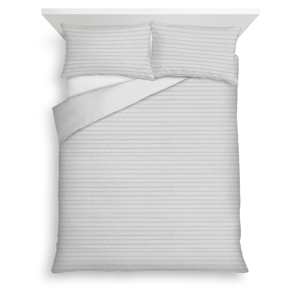 F&F Home Grey Ribbed Faux Fur Duvet Set Double 