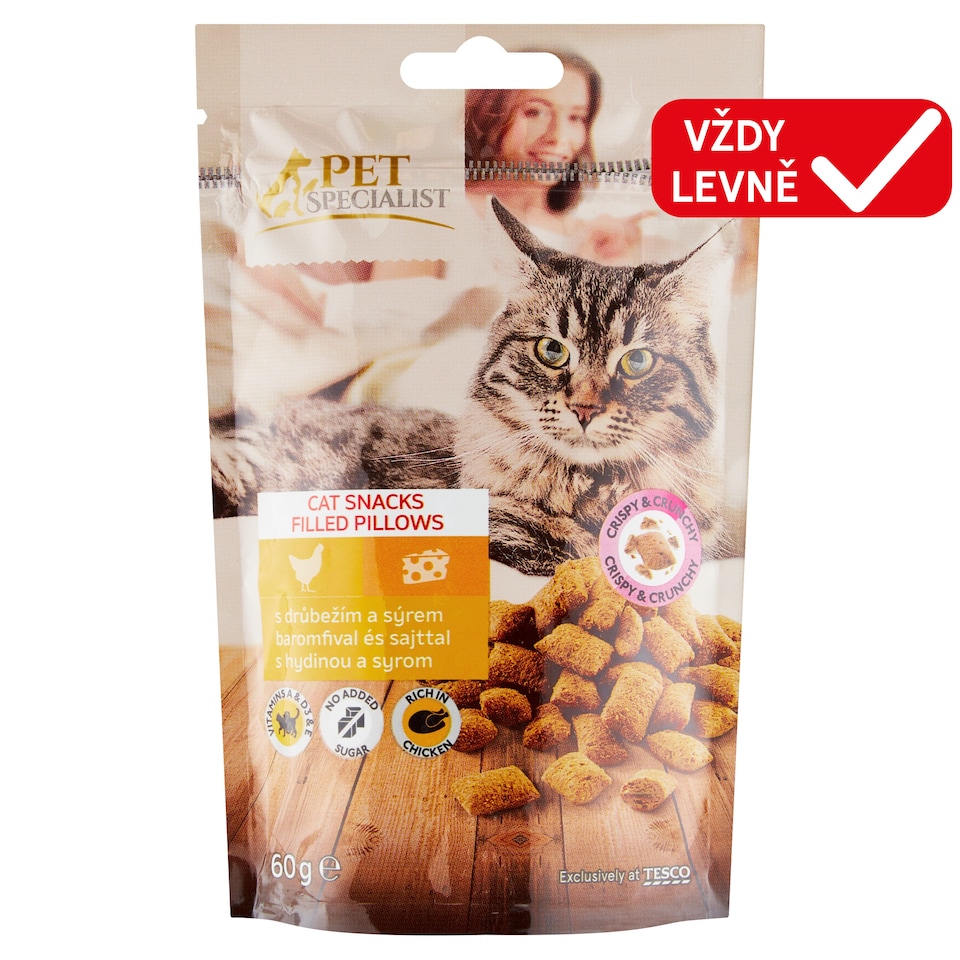 Tesco Pet Specialist Chicken-Rich Pillows with Cheese Filling 60g