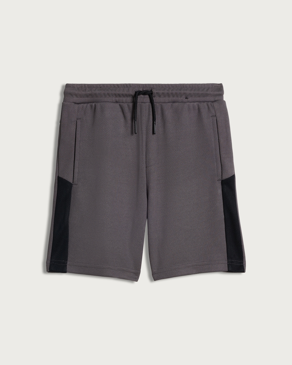 image 1 of F&F Active Boys Mesh Panel Sports Shorts in Grey