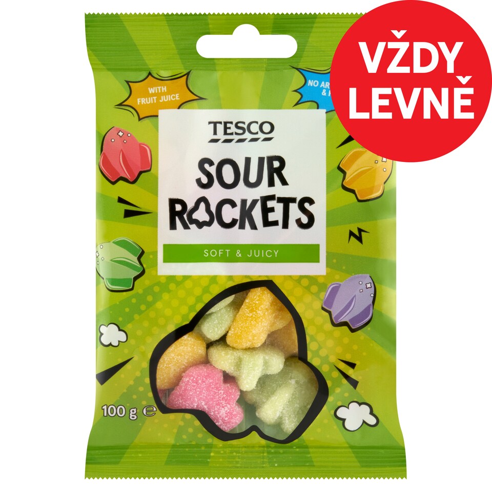 Tesco Želé s ovocnými příchutěmi a kyselou cukrovou posypkou 100g