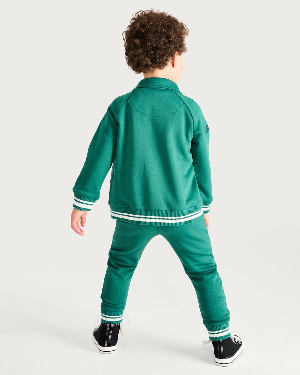 image 1 of F&F Boys 3-Piece Cotton Rich NYC Slogan Jacket, T-Shirt and Joggers Set in Green