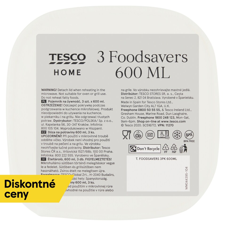 Tesco Home Foodsavers 600 ml 3 pcs