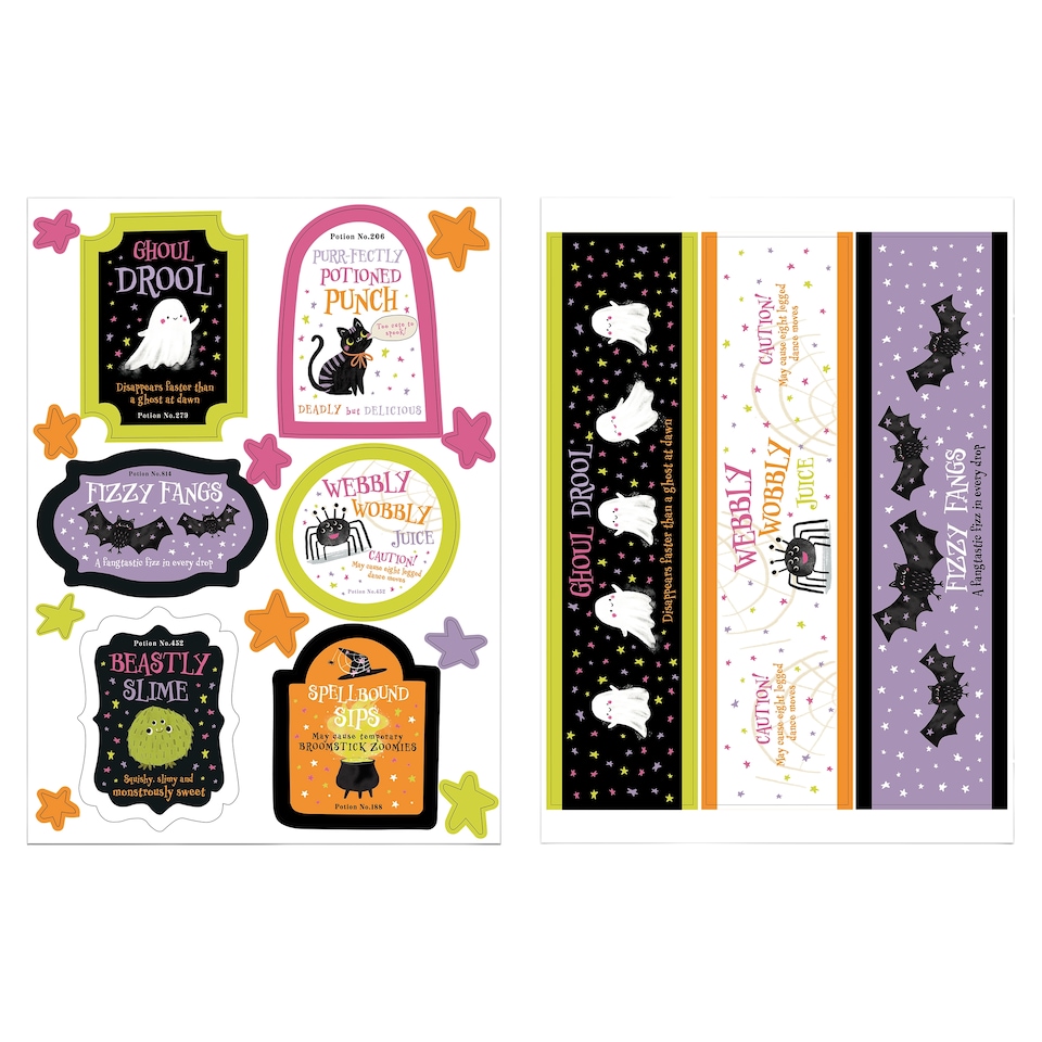 Tesco Halloween Sticker Drinks Labels 2 Sheets