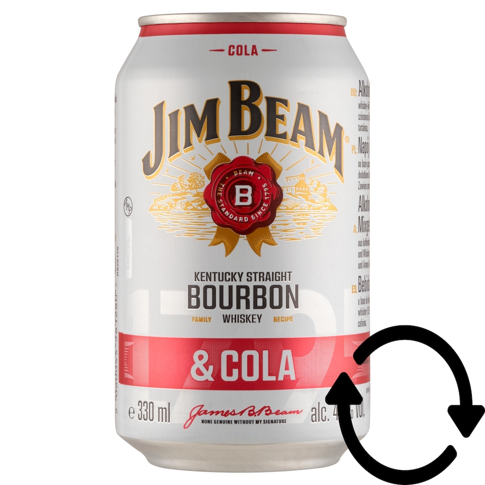 Jim Beam Bourbon Whiskey & Cola alkoholos üdítőital 4,5% 330 ml