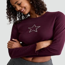 OH ME OH MY Pure Cotton Diamanté Star Top in Purple