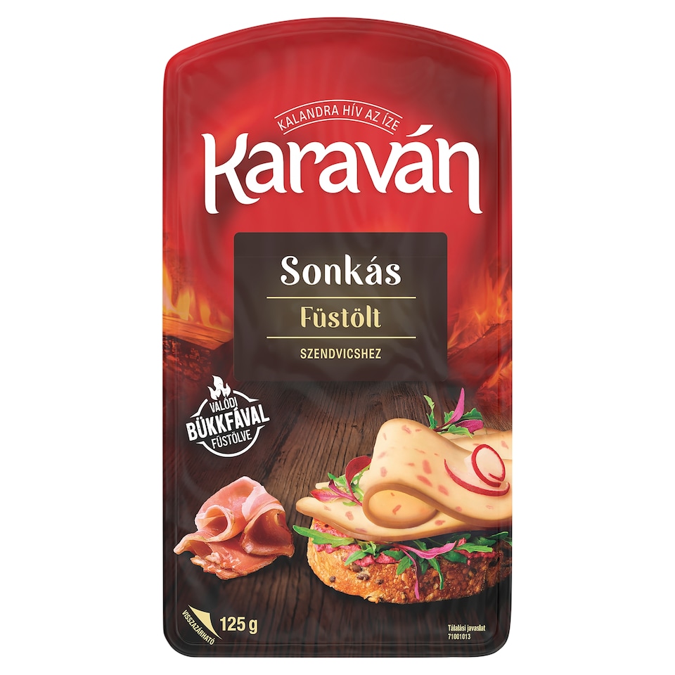Karaván sonkás, füstölt, zsíros szeletelt ömlesztett sajt 125 g