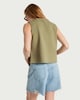 image 3 of F&F Cotton Rich Knitted Button Front Vest in Green