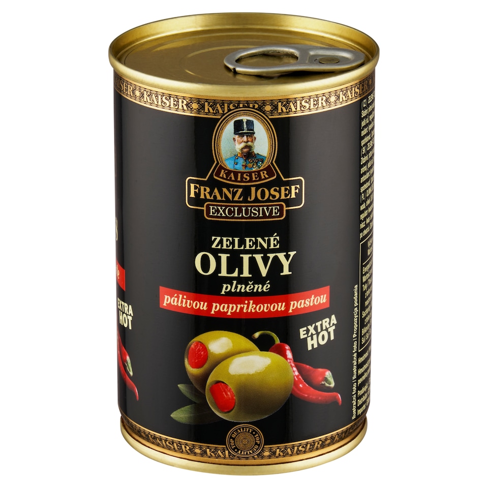 Franz Josef Kaiser Exclusive Zelené olivy plnené pálivou papričkovou pastou v slanom naleve 300 g