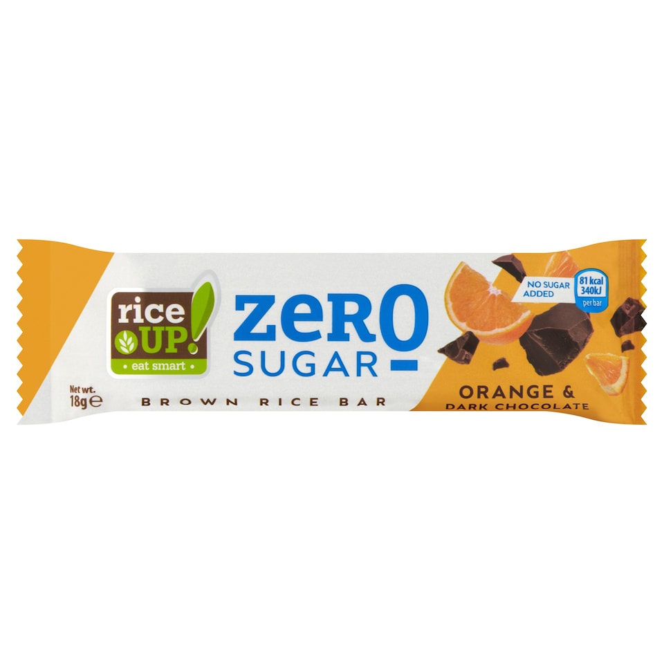 image 1 of RiceUp! Popped Brown Rice Bar with Orange Dark Chocolate with No Added Sugar 18 g