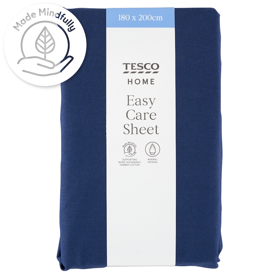 Tesco Home Easy Care sötétkék lepedő 180 x 200 cm