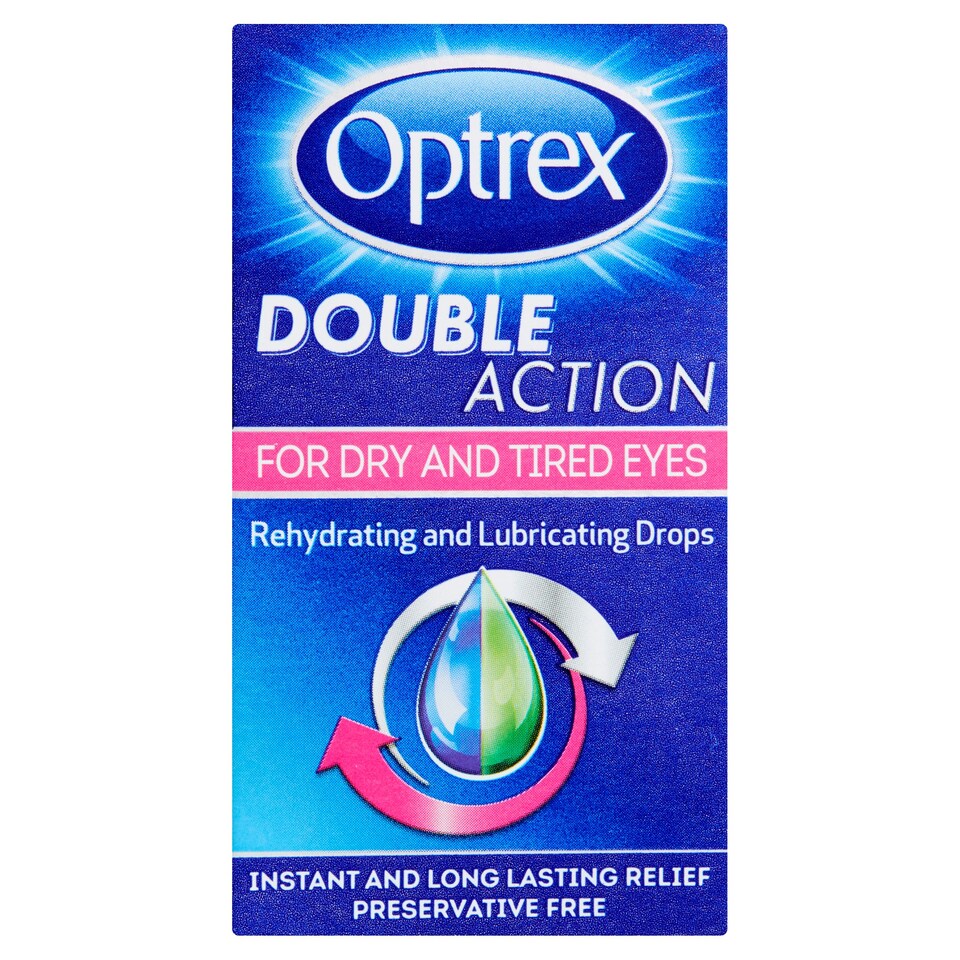 Optrex Double Action Drops Dry Irritated Eyes Rehydrate 10ml Tesco